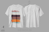 تیشرت سفید طرح دار نارنجی راه راه جدید II، آبستره اثر کنت یانگستروم | immage.ir