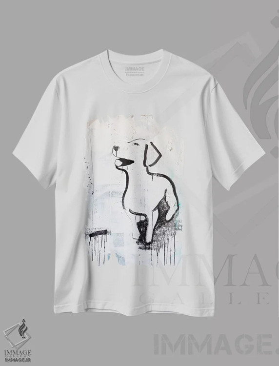 تیشرت سفید طرح دار عشق توله سگ ها، هنر فاخر معاصر اثر کنت یانگستروم | immage.ir