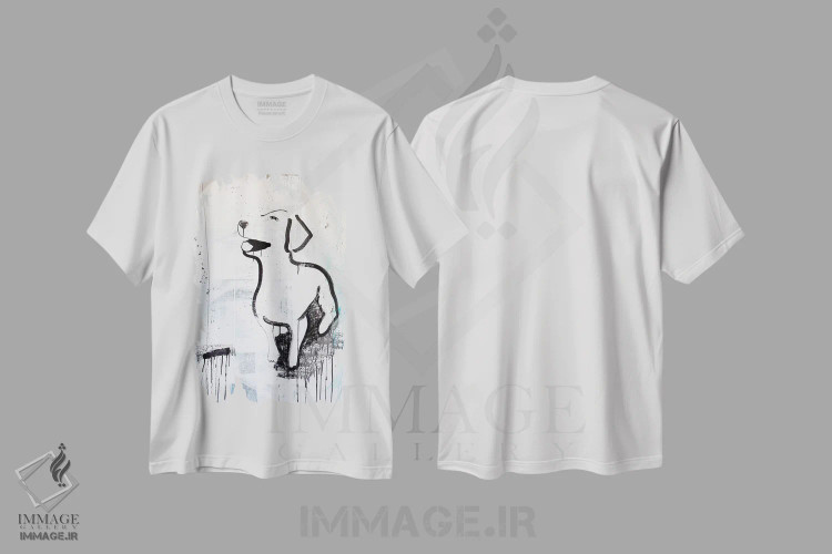 تیشرت سفید طرح دار عشق توله سگ ها، هنر فاخر معاصر اثر کنت یانگستروم | immage.ir