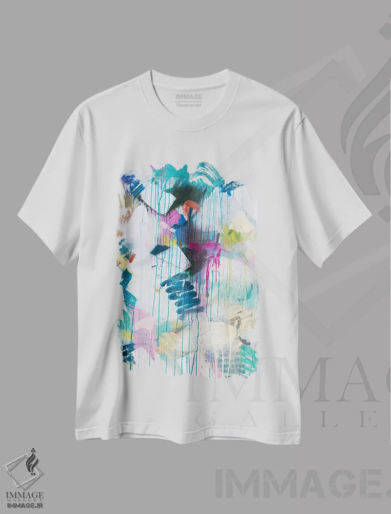 تیشرت سفید طرح دار خط خطی و قطره اثر کنت یانگستروم | فروشگاه ایماژ