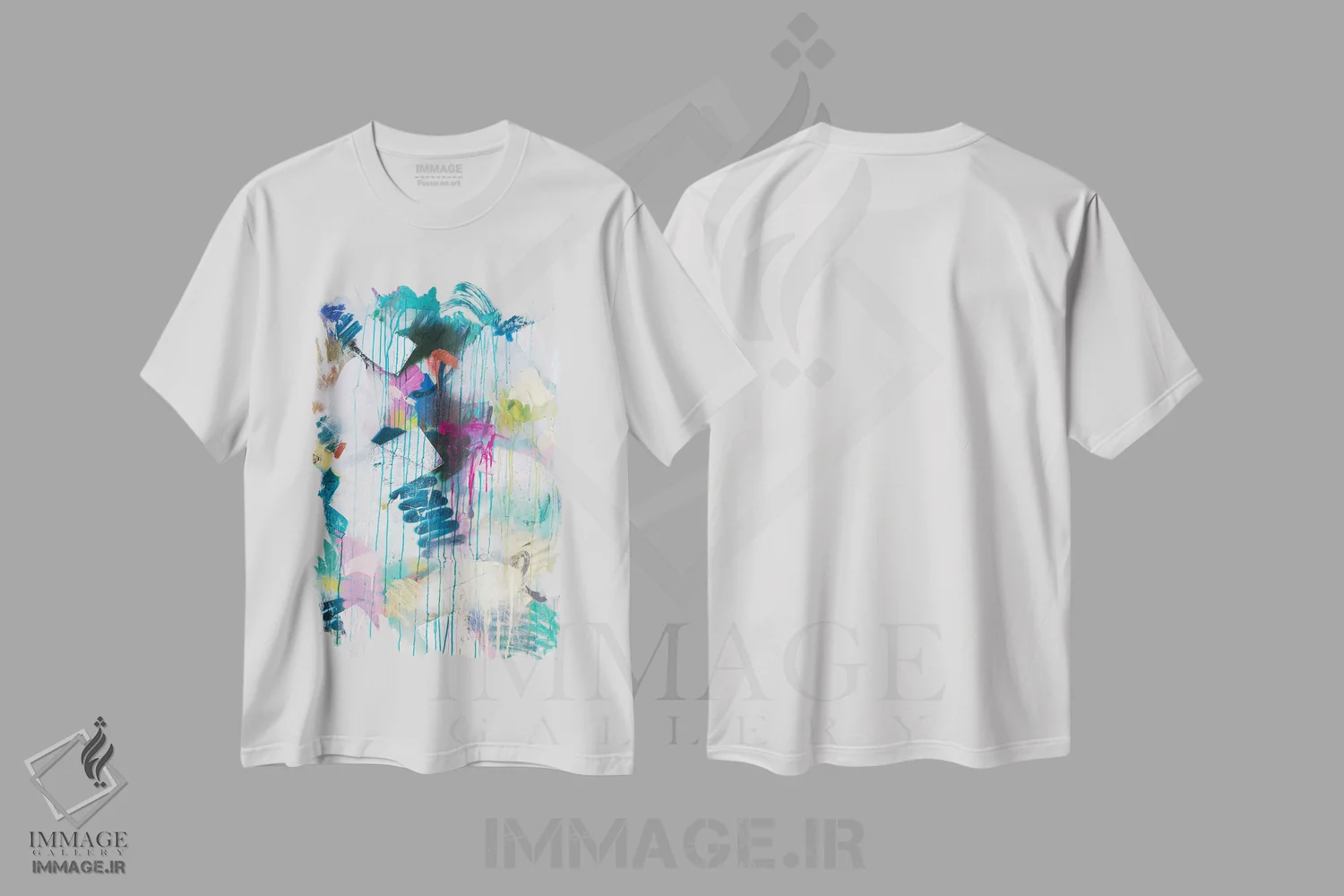 تیشرت سفید طرح دار خط خطی و قطره اثر کنت یانگستروم | فروشگاه ایماژ