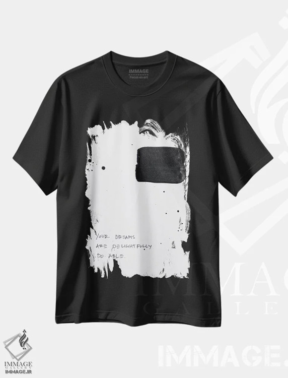تیشرت مشکی طرح دار رویاها به راحتی شدنی اند، آبستره اثر کنت یانگستروم | فروشگاه ایماژ