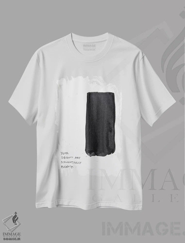 تیشرت سفید طرح دار رویاها دلپذیر و زیبا هستند، آبستره اثر کنت یانگستروم | فروشگاه ایماژ