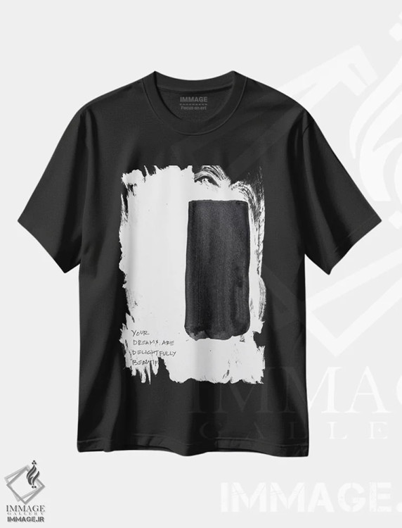 تیشرت مشکی طرح دار رویاها دلپذیر و زیبا هستند، آبستره اثر کنت یانگستروم | immage.ir