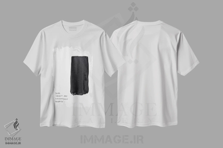 تیشرت سفید طرح دار رویاها دلپذیر و زیبا هستند، آبستره اثر کنت یانگستروم | فروشگاه ایماژ