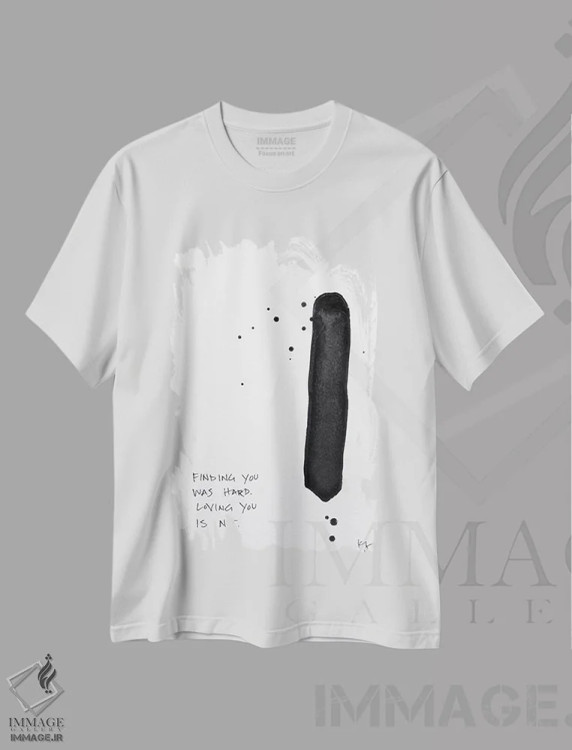 تیشرت سفید طرح دار پیدا کردن تو سخت بود، آبستره اثر کنت یانگستروم | فروشگاه ایماژ