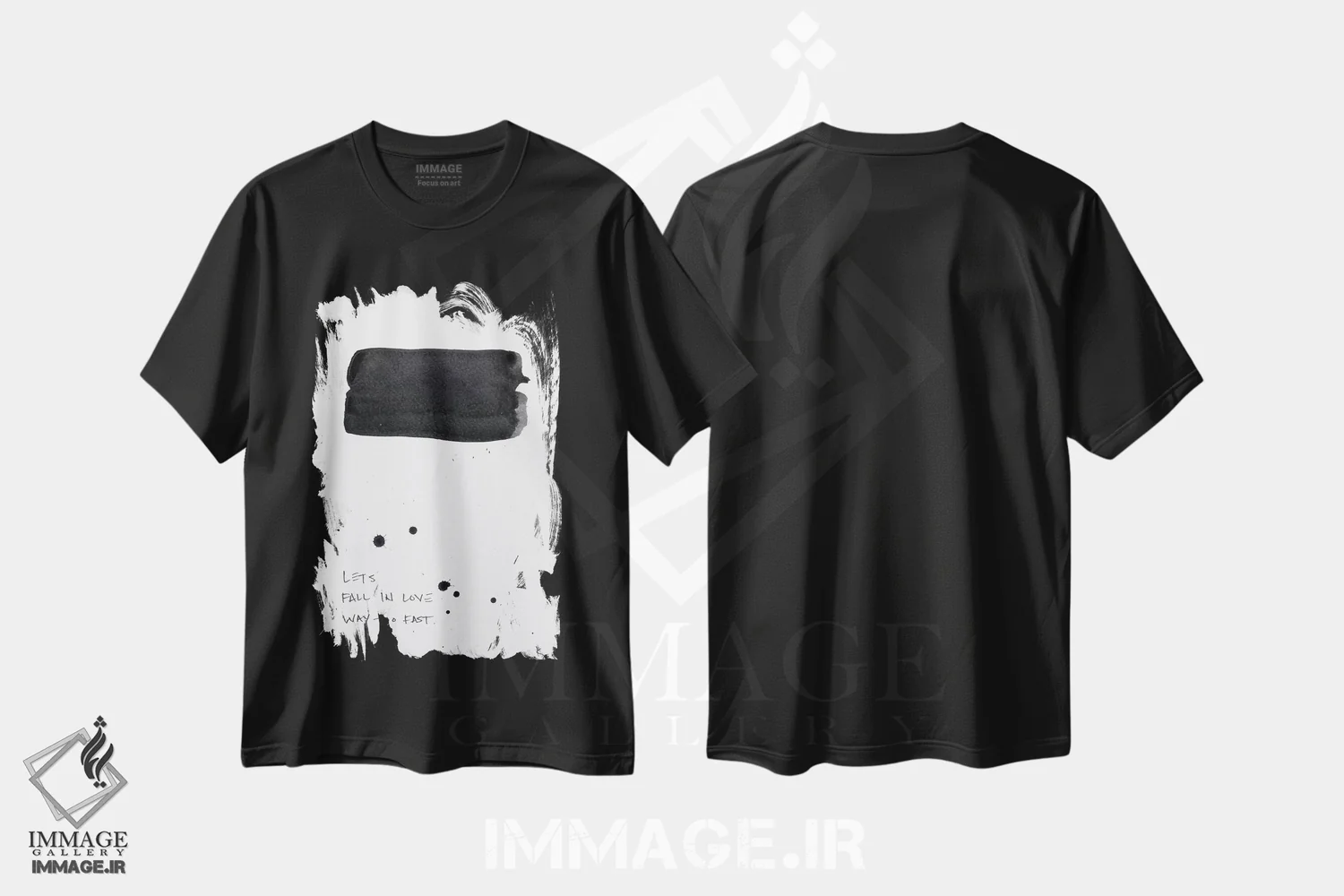 تیشرت مشکی طرح دار خیلی زود عاشق شدن، آبستره اثر کنت یانگستروم | فروشگاه ایماژ