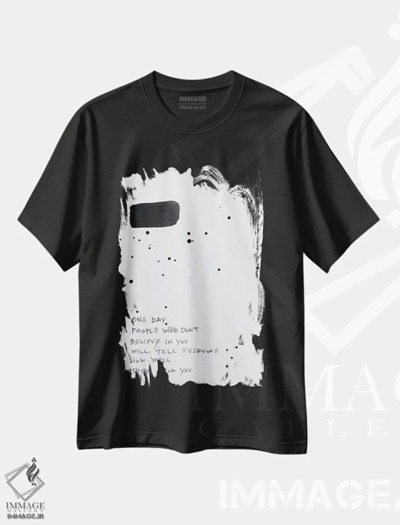 تیشرت مشکی طرح دار یک روز، آبستره اثر کنت یانگستروم | فروشگاه ایماژ
