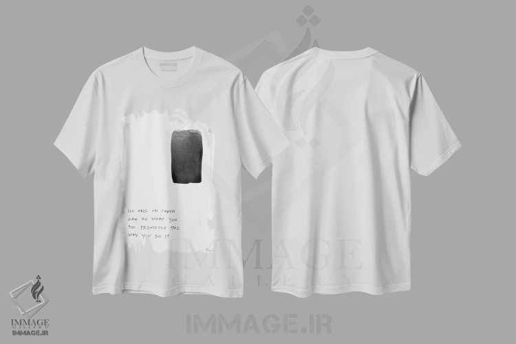 تیشرت سفید طرح دار هیچ کس روی زمین، آبستره اثر کنت یانگستروم | فروشگاه ایماژ