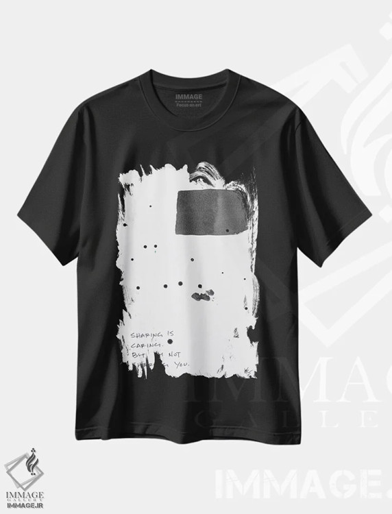 تیشرت مشکی طرح دار همدلی یعنی سهیم شدن، آبستره اثر کنت یانگستروم | فروشگاه ایماژ
