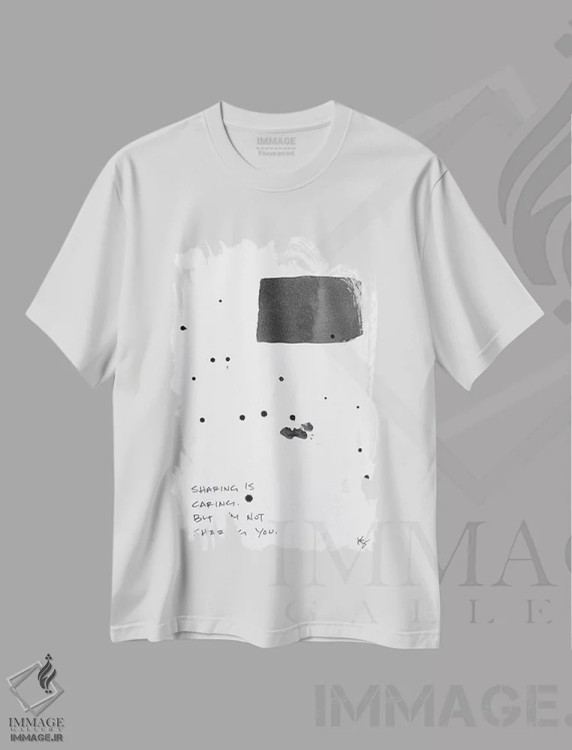 تیشرت سفید طرح دار همدلی یعنی سهیم شدن، آبستره اثر کنت یانگستروم | immage.ir