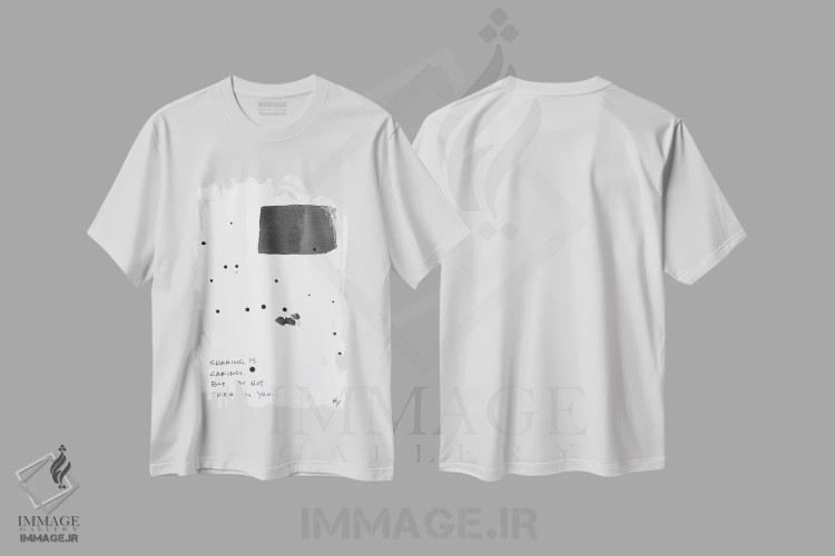 تیشرت سفید طرح دار همدلی یعنی سهیم شدن، آبستره اثر کنت یانگستروم | immage.ir