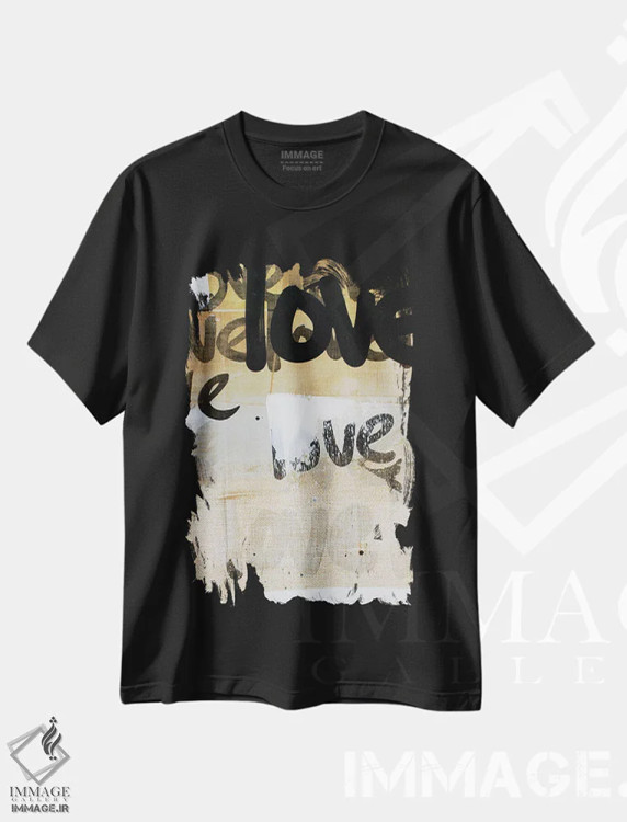 تیشرت مشکی طرح دار عشق طلایی تکراری، تزئینی اثر کنت یانگستروم | فروشگاه ایماژ