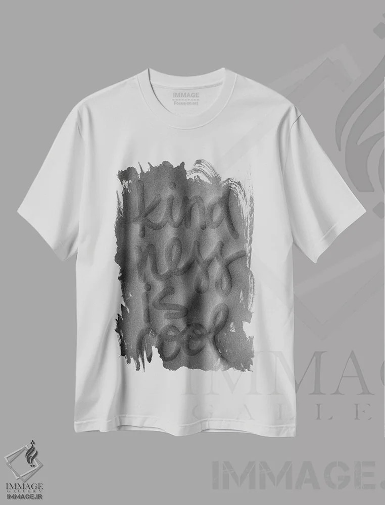 تیشرت سفید طرح دار مهربانی باحال است، تزئینی اثر کنت یانگستروم | immage.ir