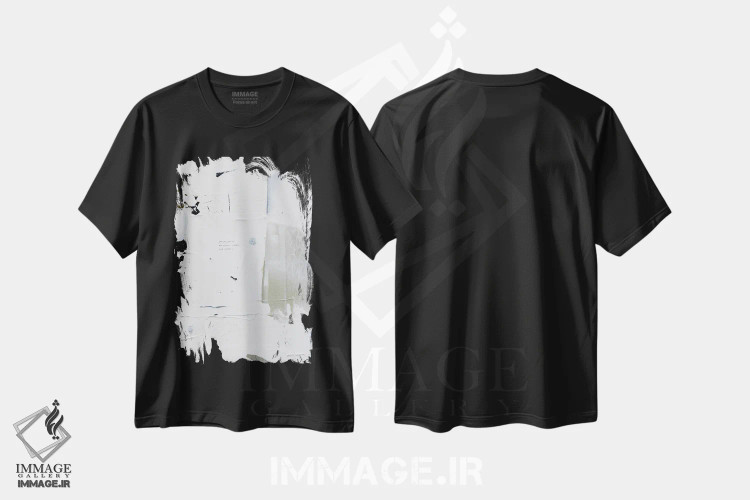 تیشرت مشکی طرح دار حسادت به پارچه ای که انحنای تو را در آغوش گرفته اثر کنت یانگستروم | immage.ir