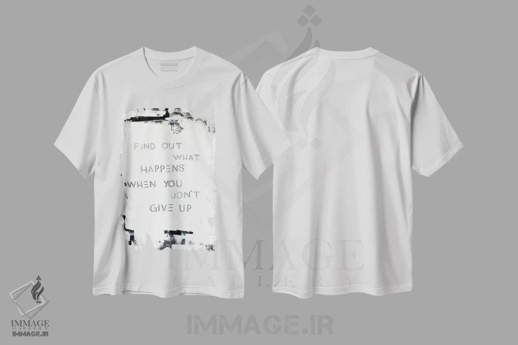تیشرت سفید طرح دار بفهم چه اتفاقی می افتد، تزئینی اثر کنت یانگستروم | immage.ir