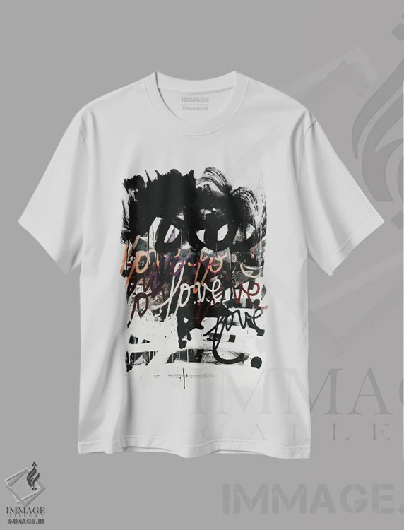 تیشرت سفید طرح دار عشق آشفته است، هنر فاخر معاصر اثر کنت یانگستروم | immage.ir