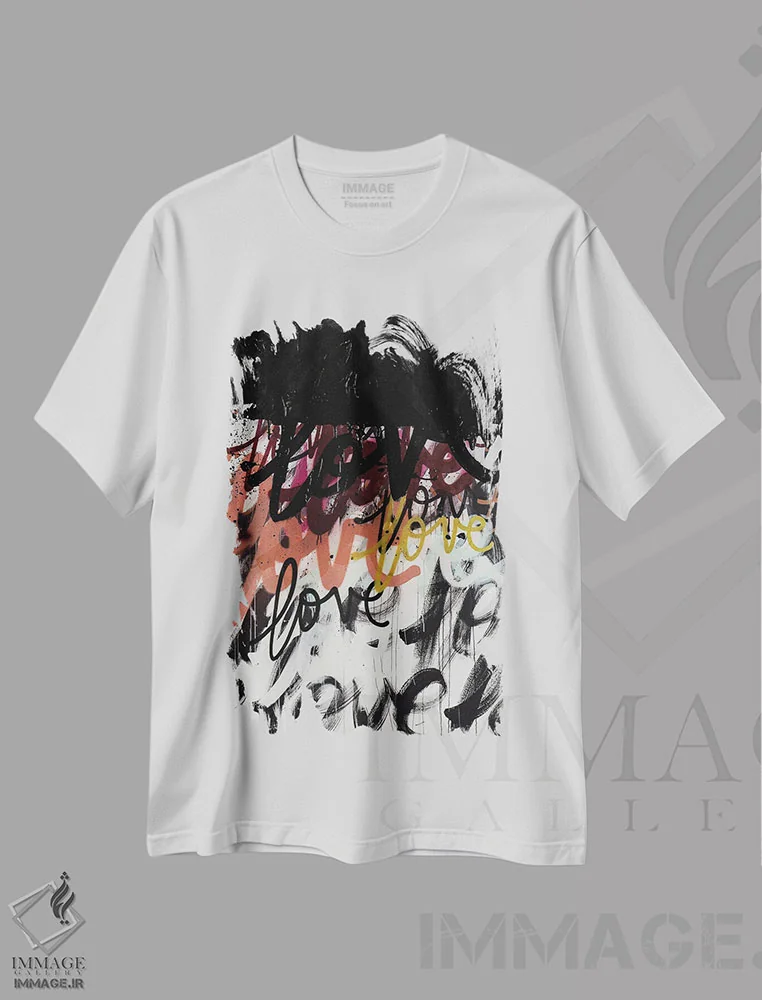 تیشرت سفید طرح دار عشق من واضح است، هنر فاخر معاصر اثر کنت یانگستروم | فروشگاه ایماژ