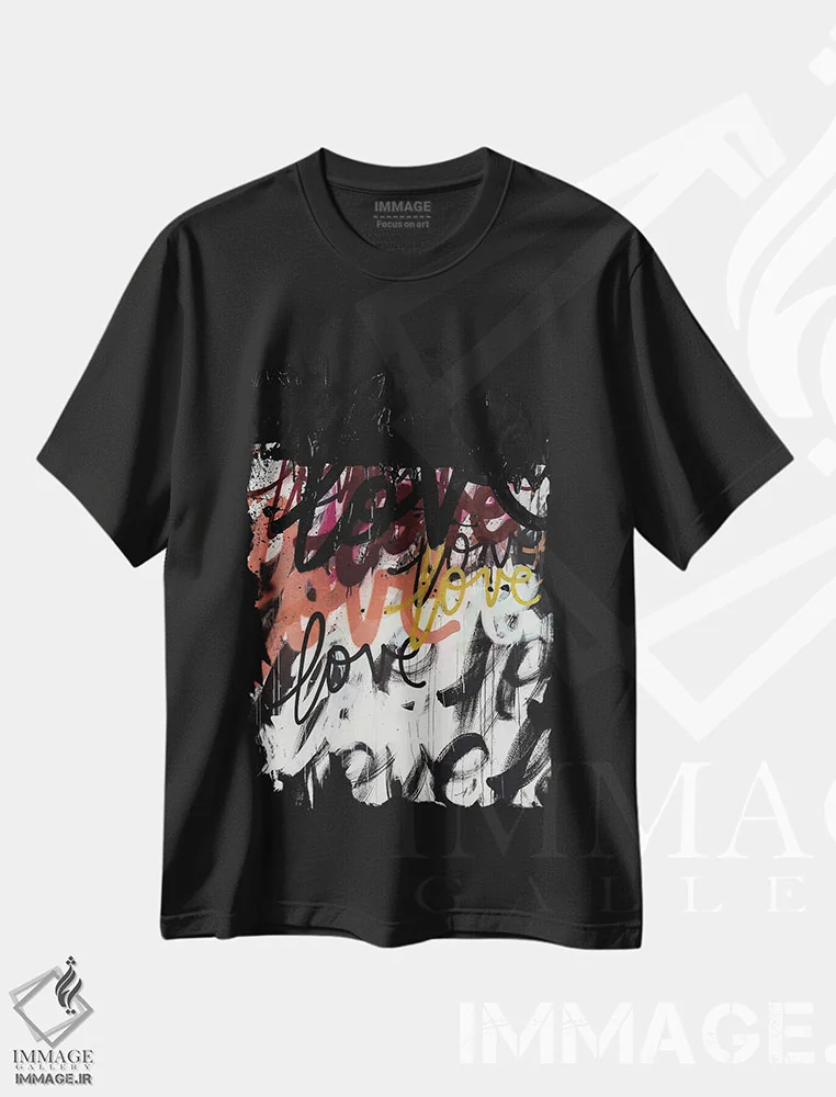 تیشرت مشکی طرح دار عشق من واضح است، هنر فاخر معاصر اثر کنت یانگستروم | immage.ir