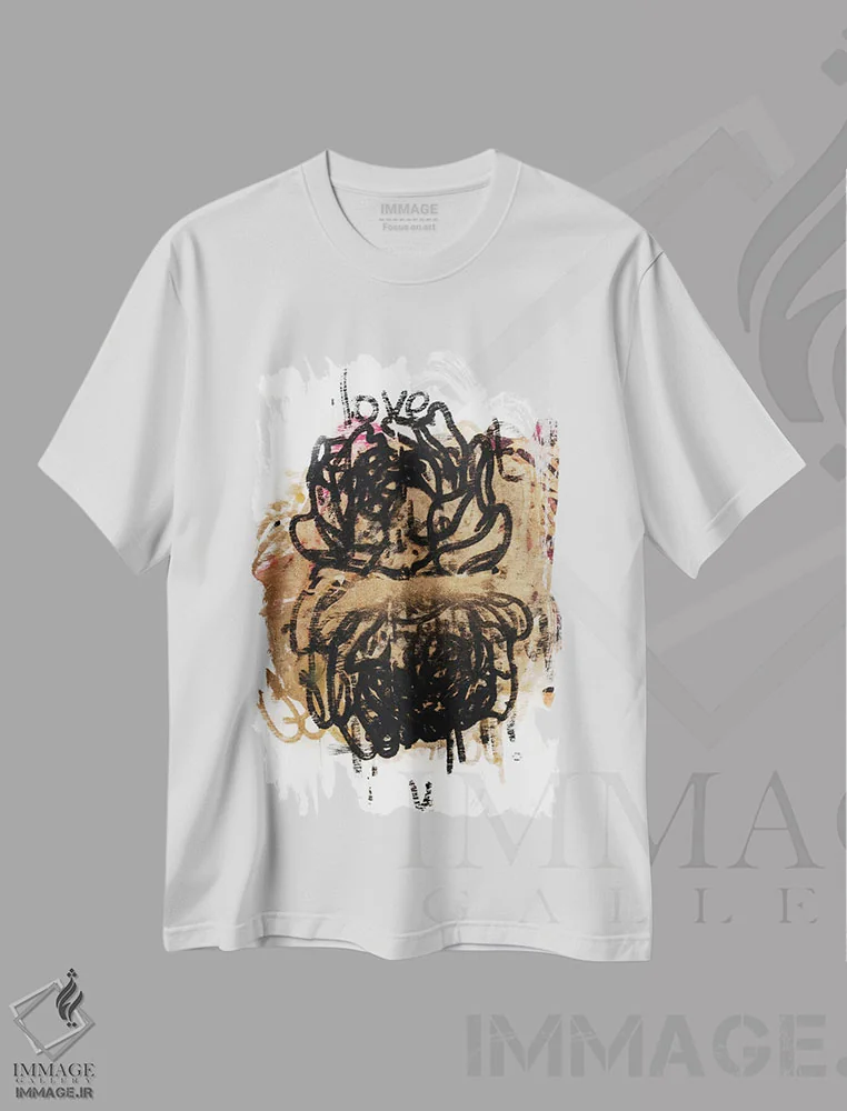 تیشرت سفید طرح دار آن دو گل، هنر فاخر معاصر اثر کنت یانگستروم | immage.ir