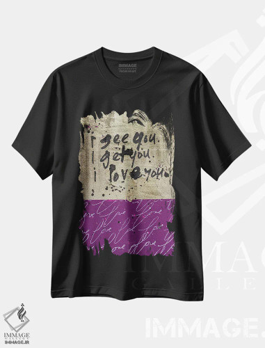 تیشرت مشکی طرح دار طلایی می بینم، هنر فاخر معاصر اثر کنت یانگستروم | فروشگاه ایماژ