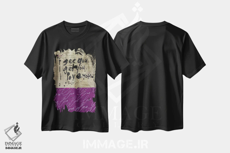 تیشرت مشکی طرح دار طلایی می بینم، هنر فاخر معاصر اثر کنت یانگستروم | فروشگاه ایماژ
