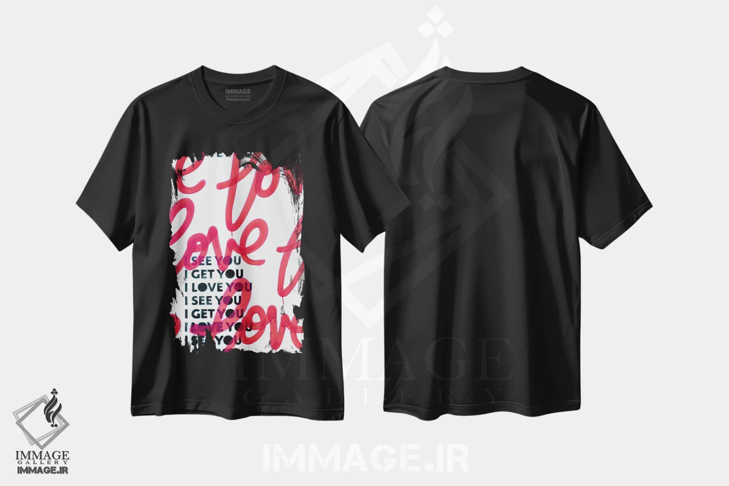 تیشرت مشکی طرح دار می بینم که دوستت دارم ۱، هنر فاخر معاصر اثر کنت یانگستروم | فروشگاه ایماژ