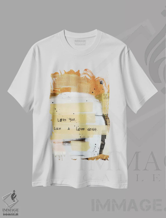 تیشرت سفید طرح دار آهنگ عشق ۱، هنر فاخر معاصر اثر کنت یانگستروم | immage.ir