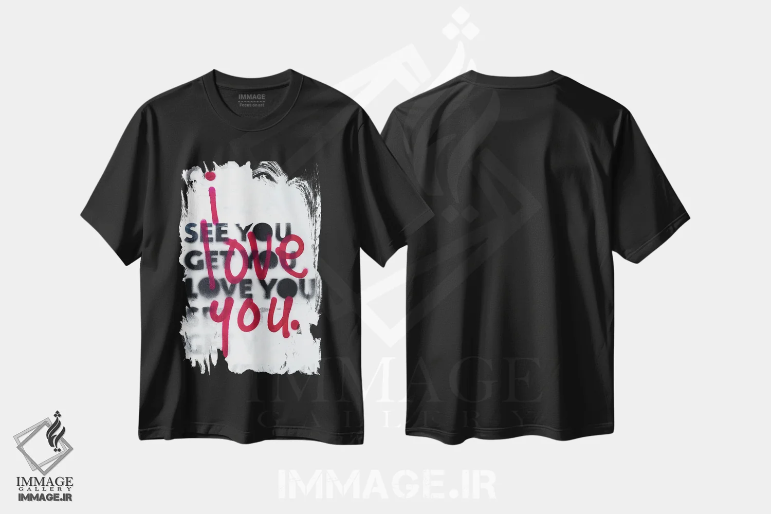 تیشرت مشکی طرح دار می بینم که دوستت دارم ۲، هنر فاخر معاصر اثر کنت یانگستروم | immage.ir