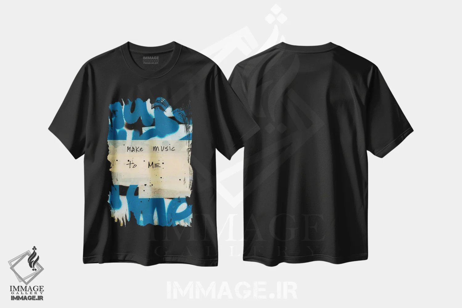 تیشرت مشکی طرح دار برای من موسیقی بساز، هنر فاخر معاصر اثر کنت یانگستروم | فروشگاه ایماژ