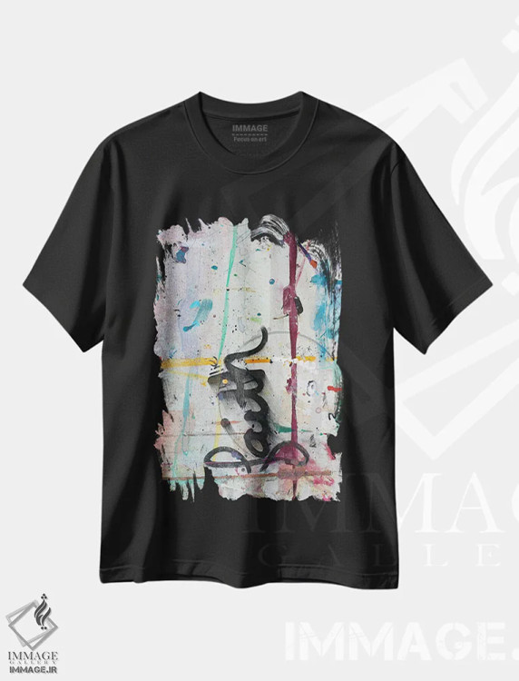 تیشرت مشکی طرح دار ایمان، آبستره اثر کنت یانگستروم | فروشگاه ایماژ
