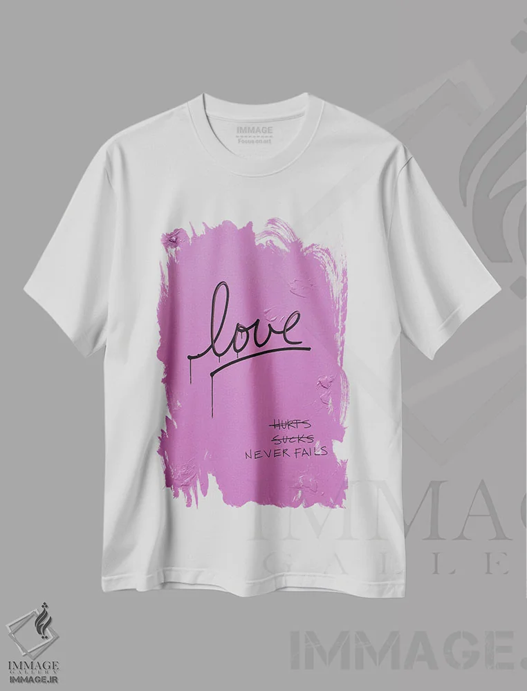 تیشرت سفید طرح دار عشق درد دارد... بد است؟ هرگز شکست نمی خورد، دکور معاصر اثر کنت یانگستروم | فروشگاه ایماژ