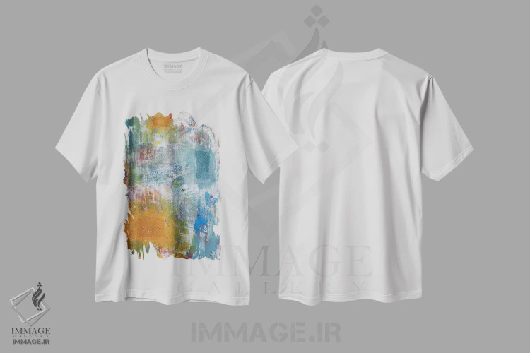 تیشرت سفید طرح دار سینی رنگ اثر کنت یانگستروم | فروشگاه ایماژ
