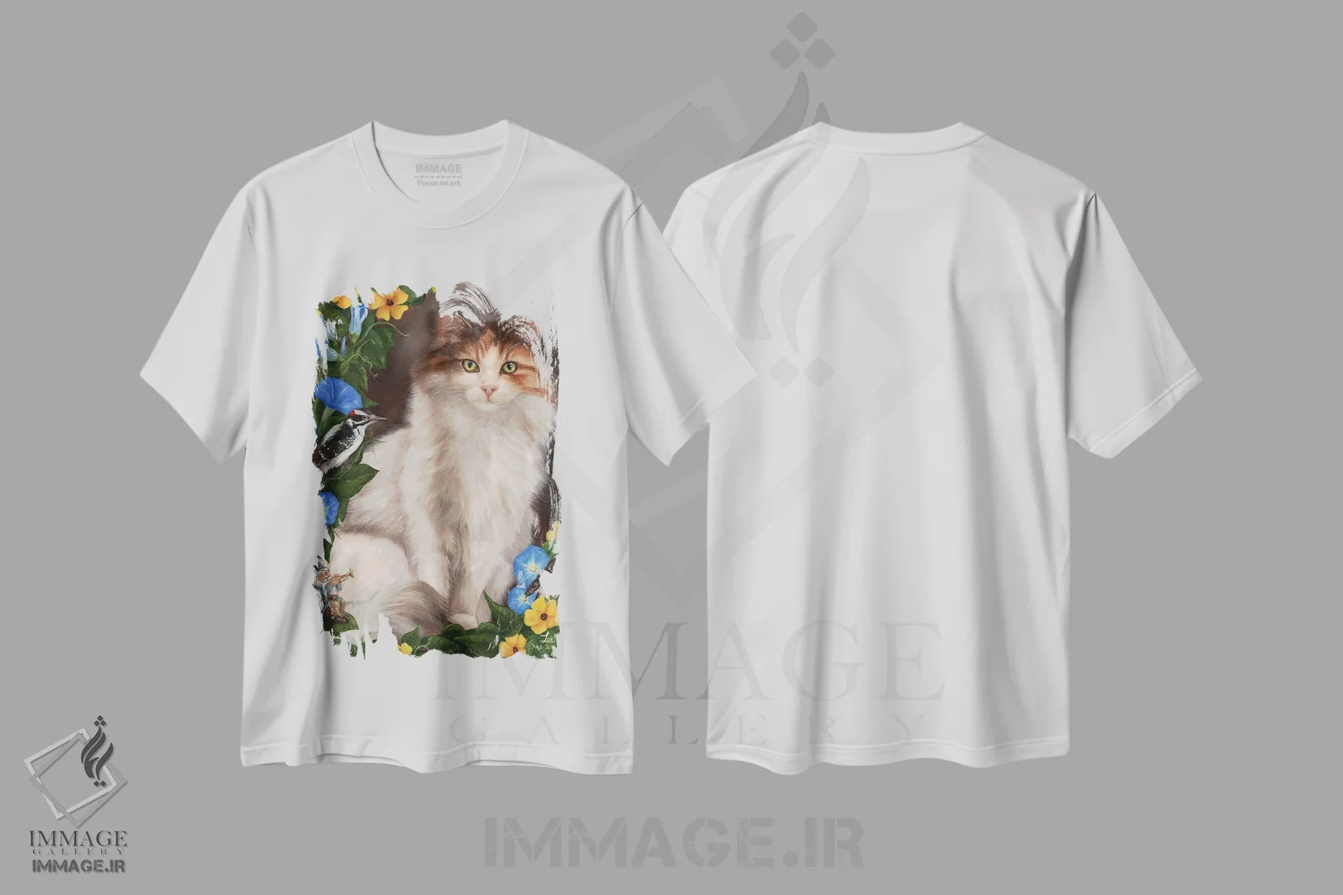 تیشرت سفید طرح دار در باغ، تزئینی اثر کایرا ویلسون | فروشگاه ایماژ
