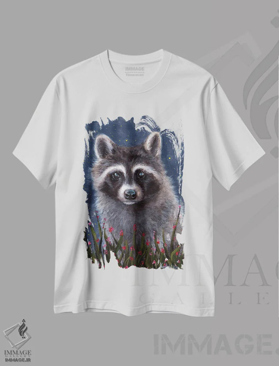 تیشرت سفید طرح دار راکون، مدیوم اثر کایرا ویلسون | فروشگاه ایماژ