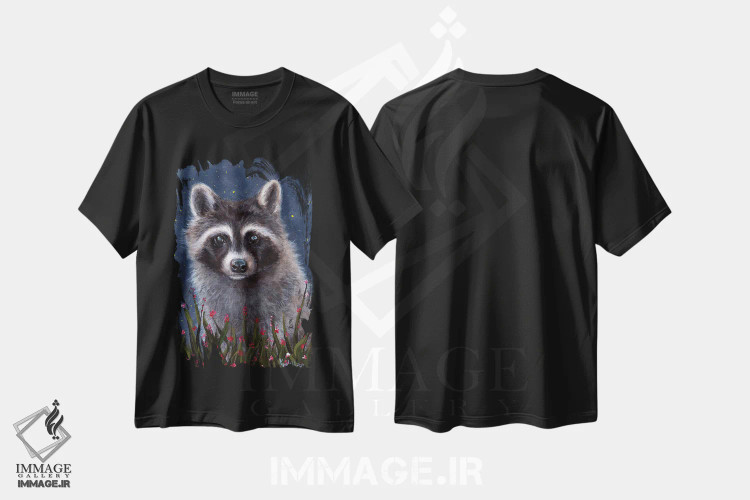 تیشرت مشکی طرح دار راکون، مدیوم اثر کایرا ویلسون | immage.ir