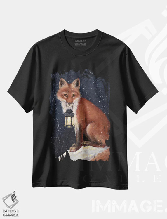 تیشرت مشکی طرح دار روباه و فانوس، تزئینی اثر کایرا ویلسون | immage.ir