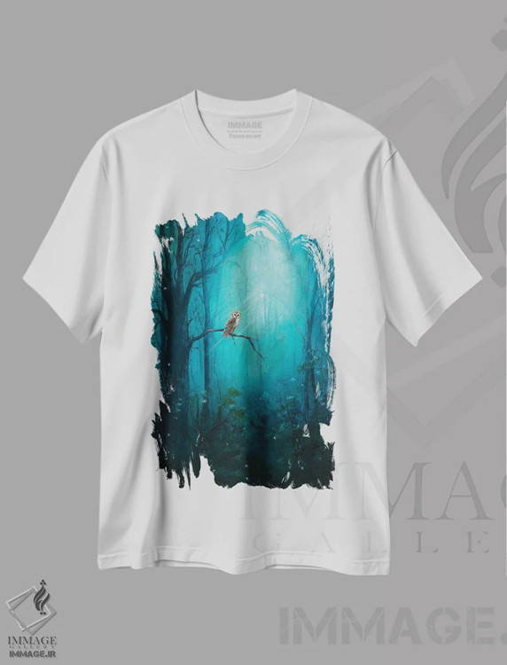 تیشرت سفید طرح دار جغد جنگلی، تزئینی اثر کایرا ویلسون | فروشگاه ایماژ