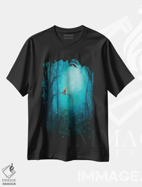 تیشرت مشکی طرح دار جغد جنگلی، تزئینی اثر کایرا ویلسون | immage.ir