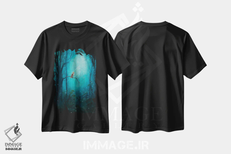تیشرت مشکی طرح دار جغد جنگلی، تزئینی اثر کایرا ویلسون | immage.ir