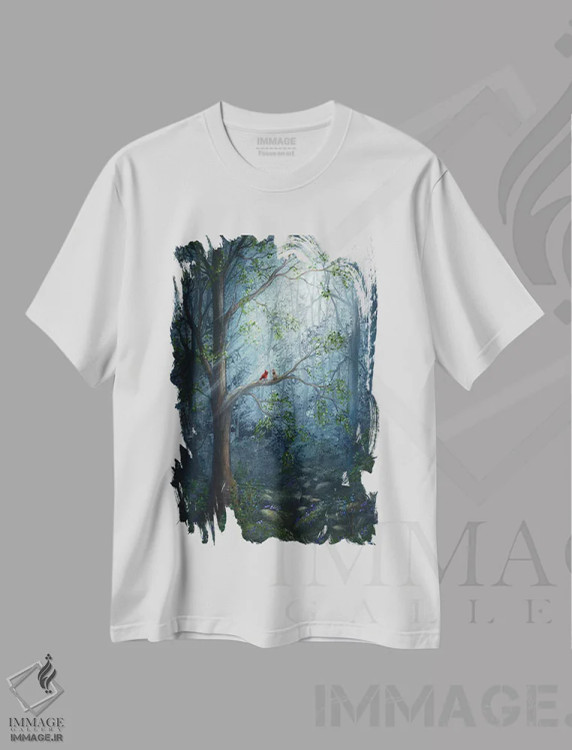 تیشرت سفید طرح دار جفت جنگلی، تزئینی اثر کایرا ویلسون | immage.ir