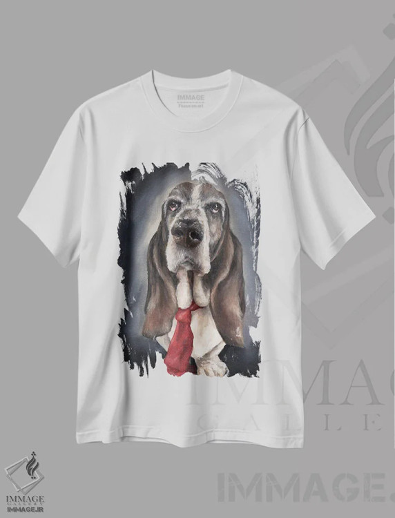تیشرت سفید طرح دار سگ شکاری، تزئینی اثر کایرا ویلسون | immage.ir