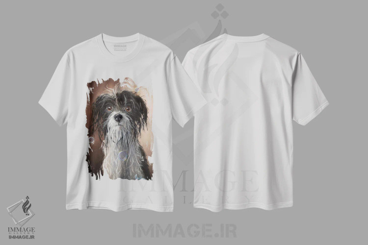 تیشرت سفید طرح دار سگ خیس، تزئینی اثر کایرا ویلسون | فروشگاه ایماژ