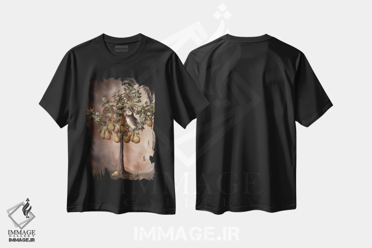 تیشرت مشکی طرح دار پافین در درخت گلابی، تزئینی اثر کایرا ویلسون | immage.ir