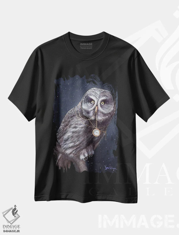 تیشرت مشکی طرح دار نگهبان زمان، تزئینی اثر کایرا ویلسون | immage.ir