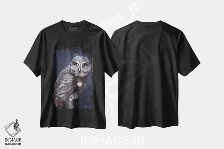 تیشرت مشکی طرح دار نگهبان زمان، تزئینی اثر کایرا ویلسون | immage.ir