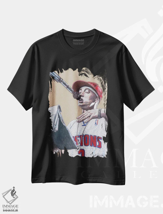 تیشرت مشکی طرح دار امینم، هنر دیجیتال اثر کتی سالیوان | immage.ir