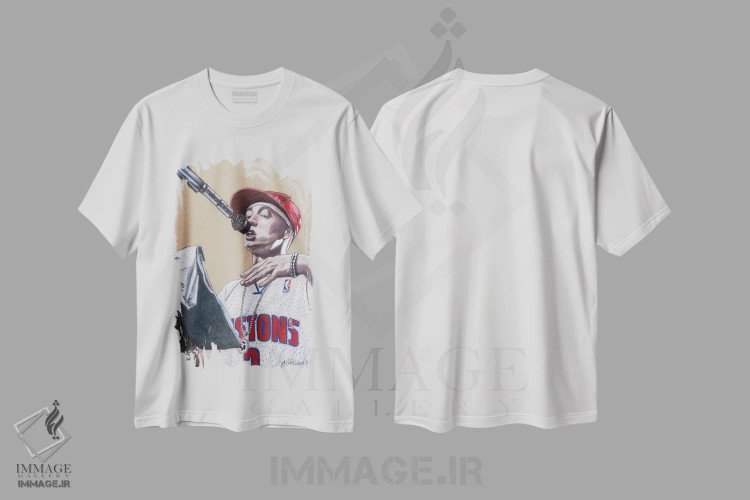 تیشرت سفید طرح دار امینم، هنر دیجیتال اثر کتی سالیوان | فروشگاه ایماژ