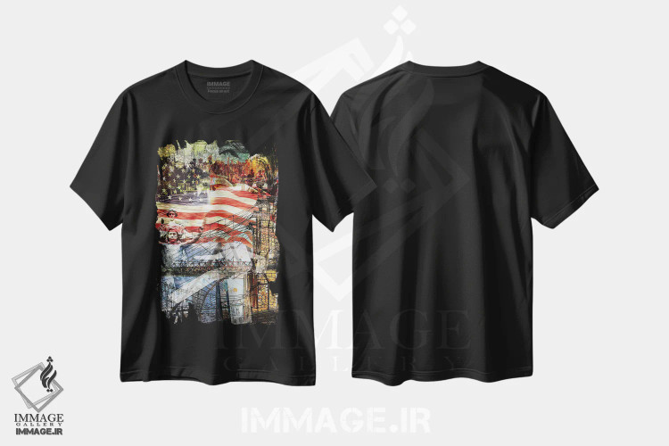 تیشرت مشکی طرح دار مجموعه نیویورک: این است آمریکا، هنر فاخر معاصر اثر کایل ویلیس | فروشگاه ایماژ