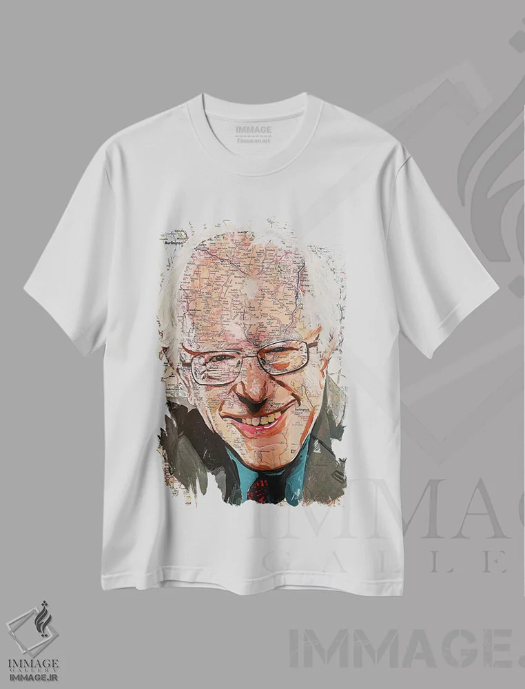 تیشرت سفید طرح دار برنی از ورمونت، هنر فاخر معاصر اثر کایل ویلیس | فروشگاه ایماژ